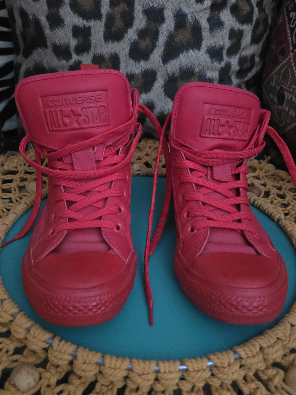 Converse All Star Rubber High Top Sneakers in Bright Red W8 M6